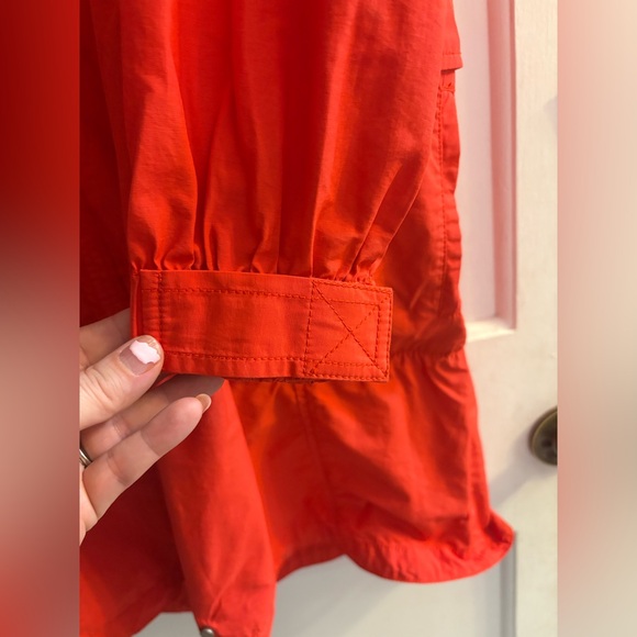 Eileen Fisher Hooded Long Anorak Jacket Organic Cotton/Nylon Poppy Red Size PS - Picture 7 of 7